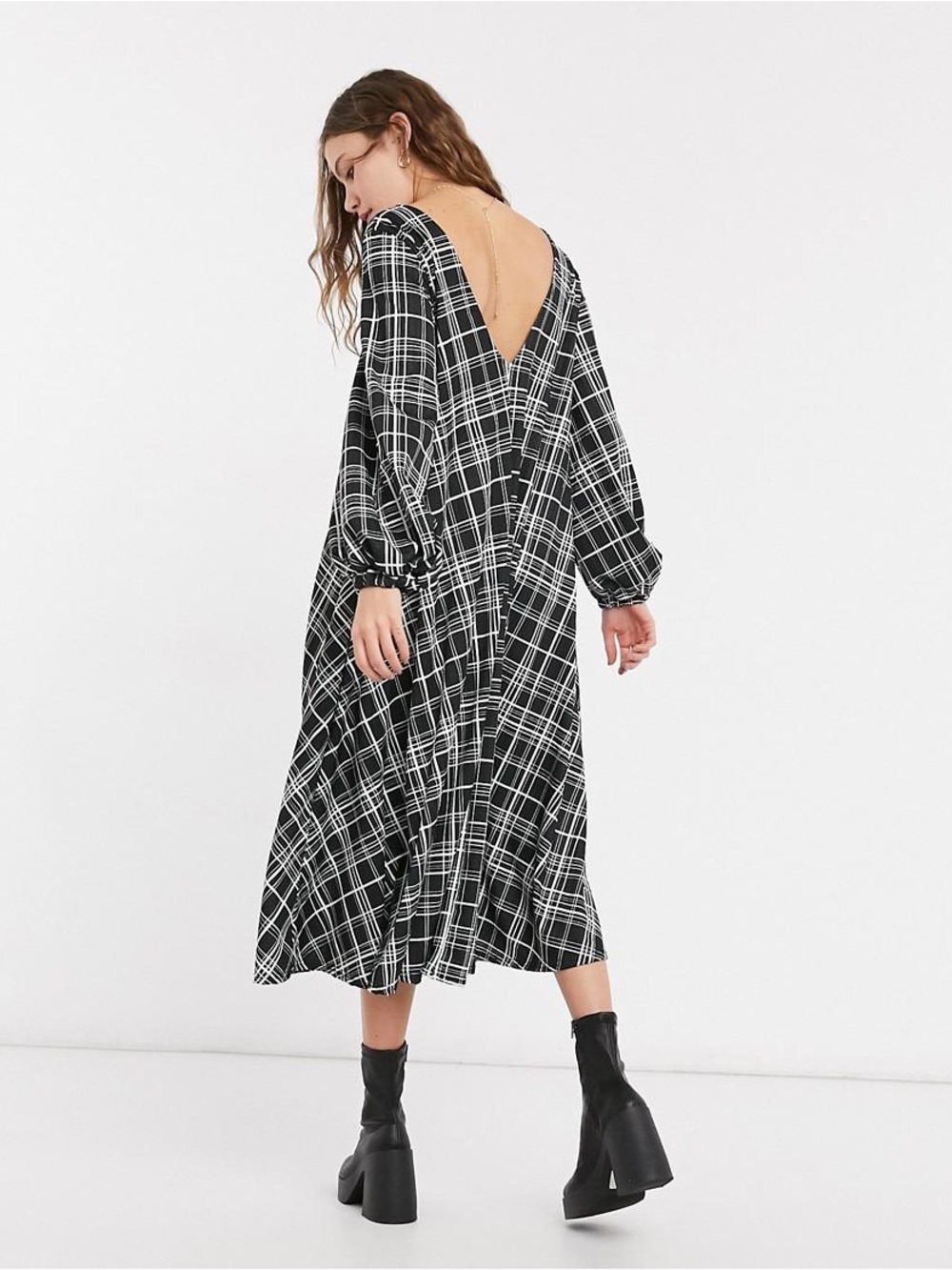 ASOS Plaid Print Trapeze Dress - Picture 2 of 9